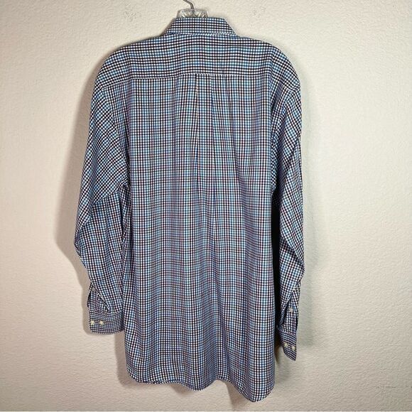Turtleson Blue Purple Gingham Long Sleeves Button Down Shirt Mens Medium - Picture 7 of 7